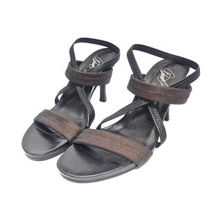 🌸Donald Pliner Bronze Leather/Crepe Heels Sz 8.5🌸